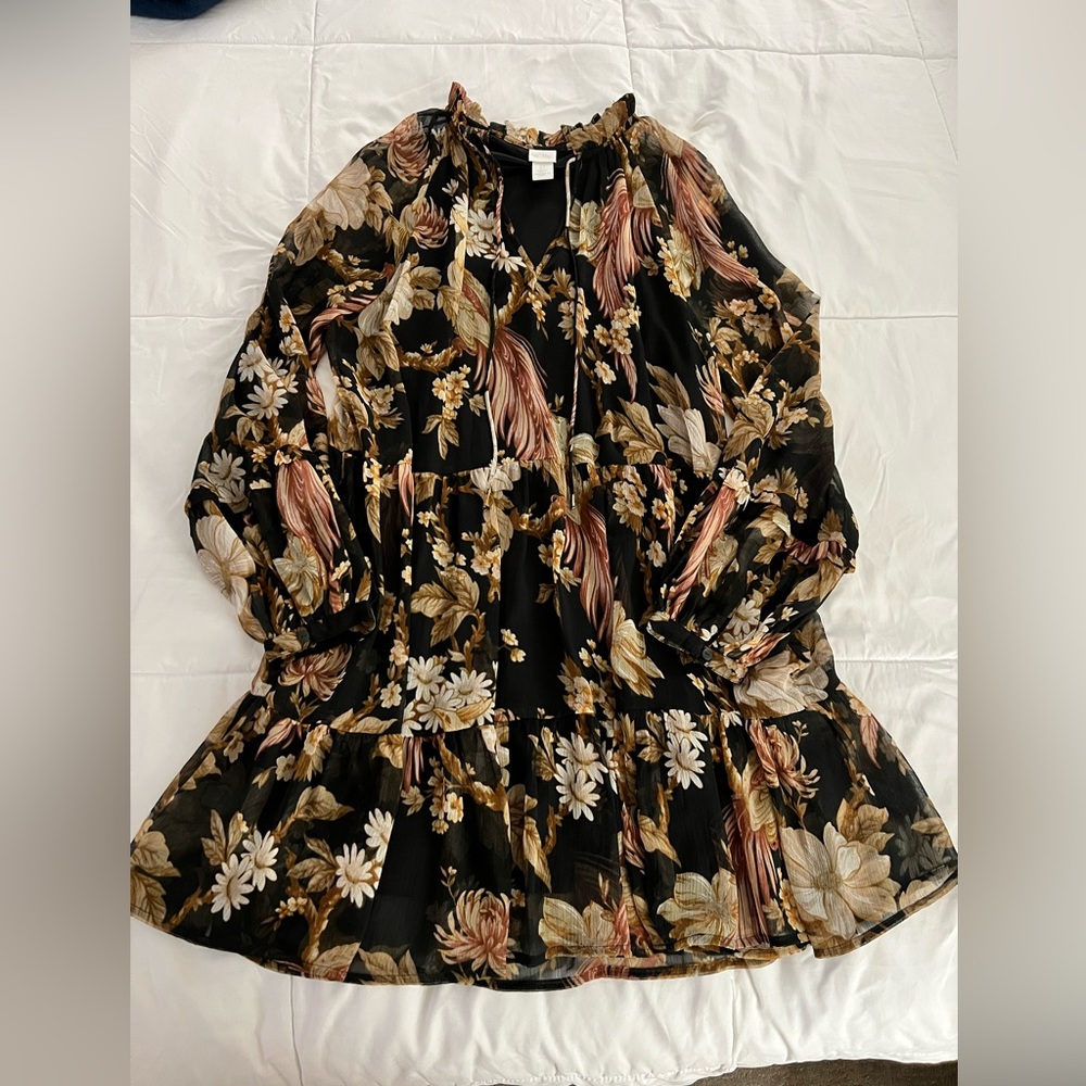 H&M Babydoll Dress with Lining - V Neck with Tie - Size 8